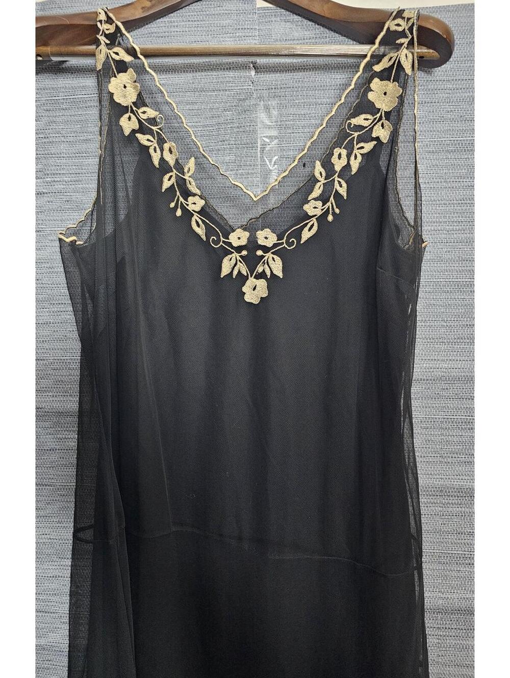 Newport News Dress Black Womens 12 Sheer Floral Embroidery - Picture 2 of 8